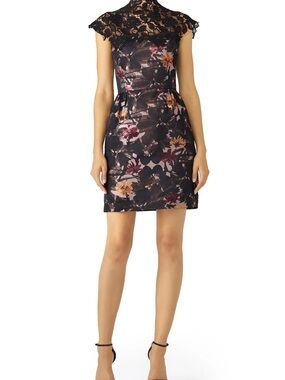 Trina Turk Womens Floral Lace Gilded Jacquard Dress in Size 2